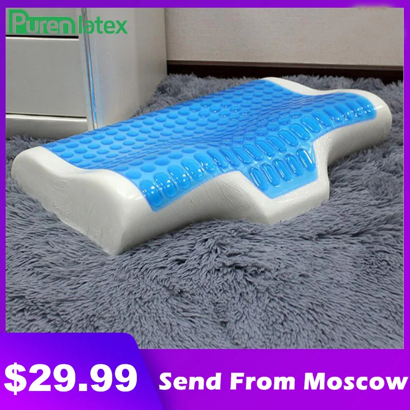 PurenLatex 55*45 Silicone Gel Cream Memory Foam Contour Orthopedic Pillow Summer Cooling Pillow Anti Eczema Cervical Vertebra