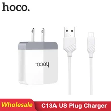 HOCO C13A 16 шт./лот 5 в 2.4A USB зарядное устройство для iPhone 11 Xs Max США вилка настенное зарядное устройство адаптер для samsung Xiaomi huawei