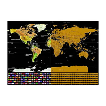 

1PCS Scratch Map World Travel Map Erasable Creative Home Decoration Wall Stickers Colorful Decorative Map Mini Map World Scratch