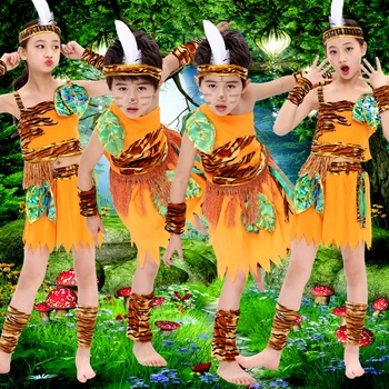 Odzież dziecięca gra kostium tage kostium afrykański taniec indyjski savage hunter pokaż kostium kostium taneczny tanie i dobre opinie Dai Taniec Kostium Dziewczyny Poliester TB5212 Chiński taniec