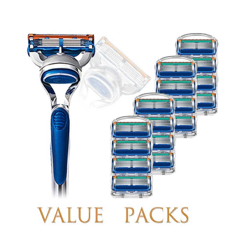 

Male Shaving Razor Handle And Replaceable 5 Layers Razor Blade Heads Fit Gillettee Fusionn All Series Holder Shaving Cassette