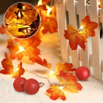 

For Halloween Thanksgiving Fall Harvest Seasonal Decoration Artificial Maple Leaves String Lights Indoor Fairy Lights