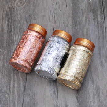 

3 Colors DIY Gold Leaf Gilding Resin Flakes Metallic Foil Flakes for Glitter Painting Arts Resin Fillings Jewelry Making