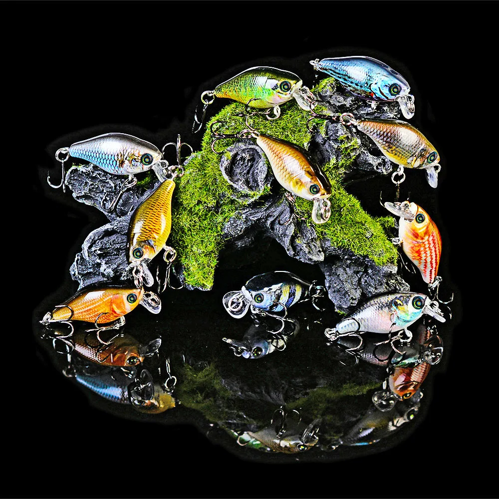

Songrui Fishing Gear Rock And Roll Chubby 10-Color 4.5 Cm-4G Coloured Drawing Bait BKB Hook Print Bait Dw1119