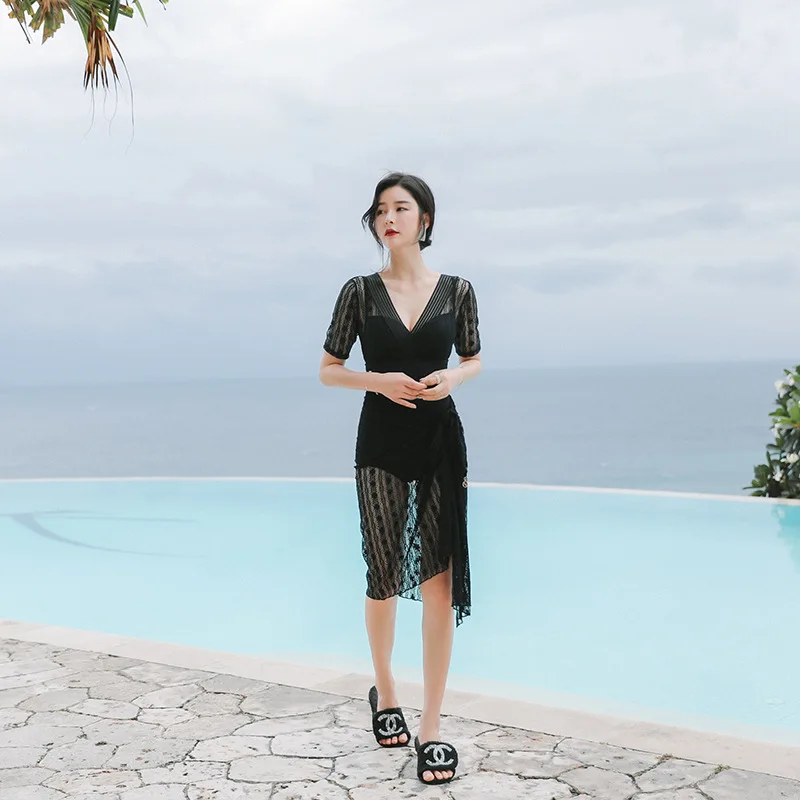 

Sea Swim 2019 New Fashion Sexy Slim Fit Bathing Suit Women's One-piece Small Bust Gathering Elegant Slimming Holiday Swimming