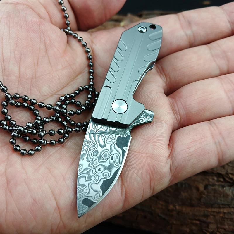 

EDC Folding Knife Titanium alloy handle Damascus Blade Pocket Tactical Survival Camping Knives Mini Tools Tactical Knife C81 C07
