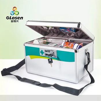 

Medicine box 16-inch aluminum alloy lock safety medicine box domestic medicine storage box house use organizer