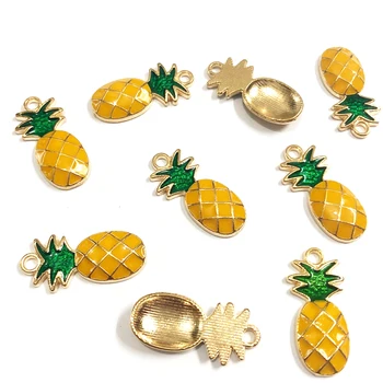 

Wholesale 25mm*12mm 30pcs/lot Gold All Enamel Pineapple Charms Pendants