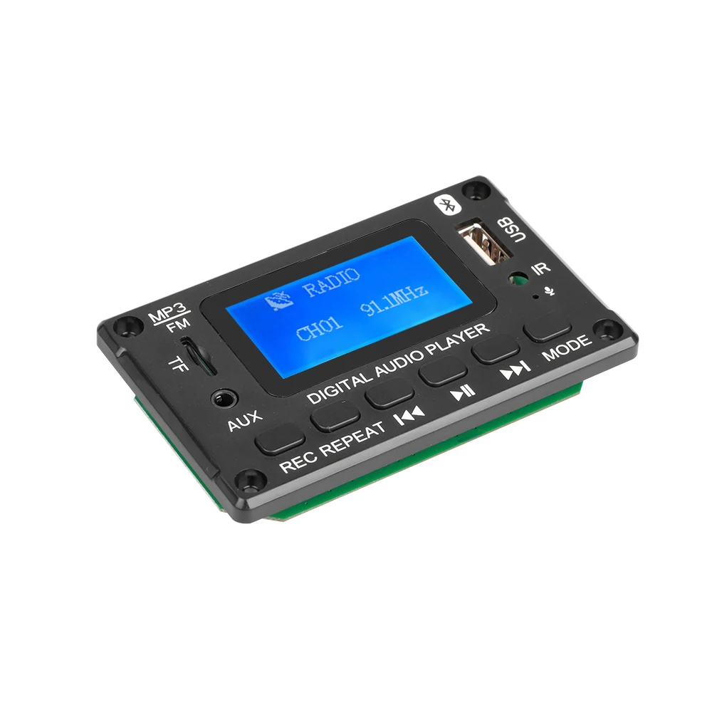 Kebidu DC 5V 12V Bluetooth Audio Decoder Board MP3 Player With LCD Screen Support Call/Recording/MP3/USB/TF/LINE IN/FM/BLUETOOTH