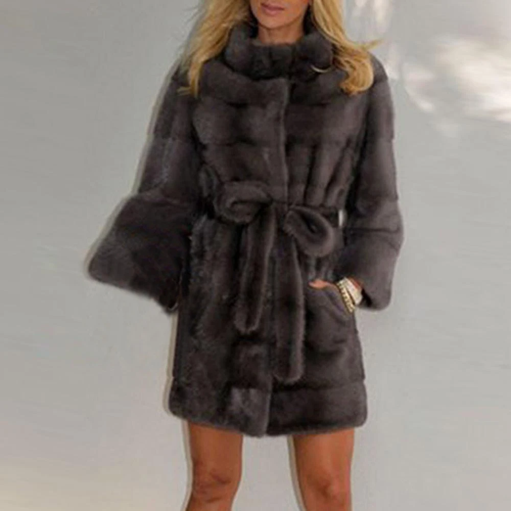 Флисовая куртка из искусственного меха, пальто, теплое пушистое плюшевое плюс размер, плюшевые пальто, зимнее женское пальто, элегантная уличная верхняя одежда серого цвета