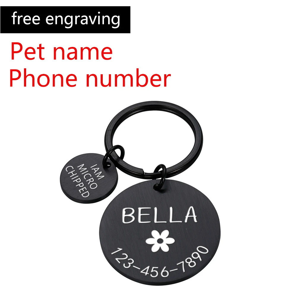 Personalized Dog Pet ID Tag Engraved Name Phone Bone Flower Pet ID Name for Cat Puppy Dog Tag Pendant Keyring Pet Accessories hot dog collars Dog Collars