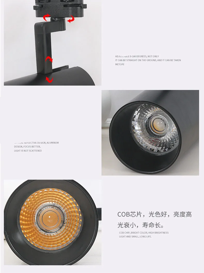 Fanlive 20 шт./лот Cob новый трек свет Вт 20 Вт 30 Вт COB Rail Light Spotlight AC85-265V трек огни современный потолок дома деко трек