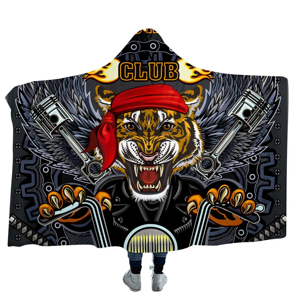 

Hooded Blanket Flower Skull 3D Digital Printing Hooded Blanket Home Decor Creative Funny Blanket Thickened Soft Printed Blanket