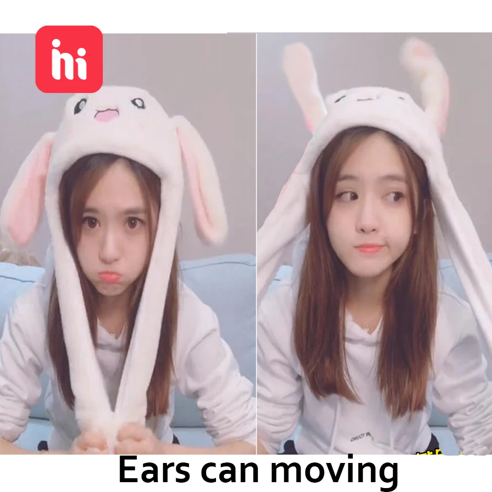 

Kocozo Rabbit Hat with Moving Ears Cute Cartoon Toy Hat Airbag Kawaii Funny Toy Cap Kids Plush Toy Birthday Gift Hat for Girls