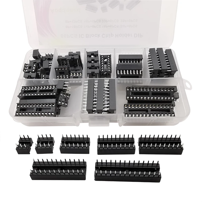 Kit 66 Pezzi Prese Adattatore Per IC DIP – Da 6 A 28 Pin – Doppia Fila