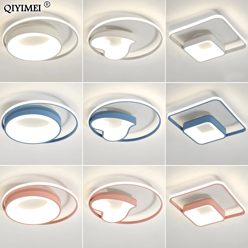 buy Modern LED Ceiling Lamp Bedroom Kitchen New Surface Mount Light White Pink Blue Frame Remote Lighting Fixture Lustres Luminaria