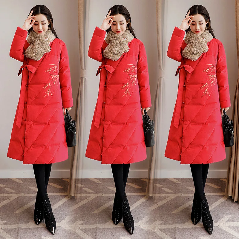 

2018 New Style WOMEN'S Dress Winter down Jacket Cotton-padded Clothes Mid-length Korean-style Knee Long Cotton-padded Jacket Fas