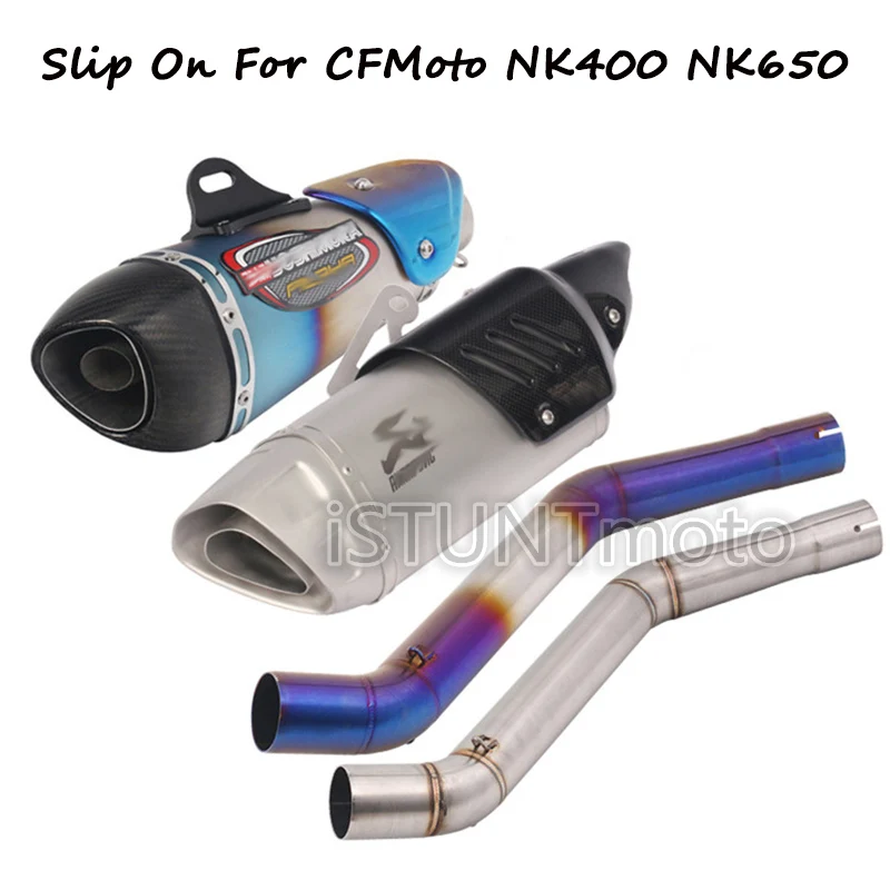 

Slip On For CFMoto 400NK NK400 650 NK650 650NK Motorcycle Modified Scooter Middle Link Pipe Full System with Akrapovic Exhaust