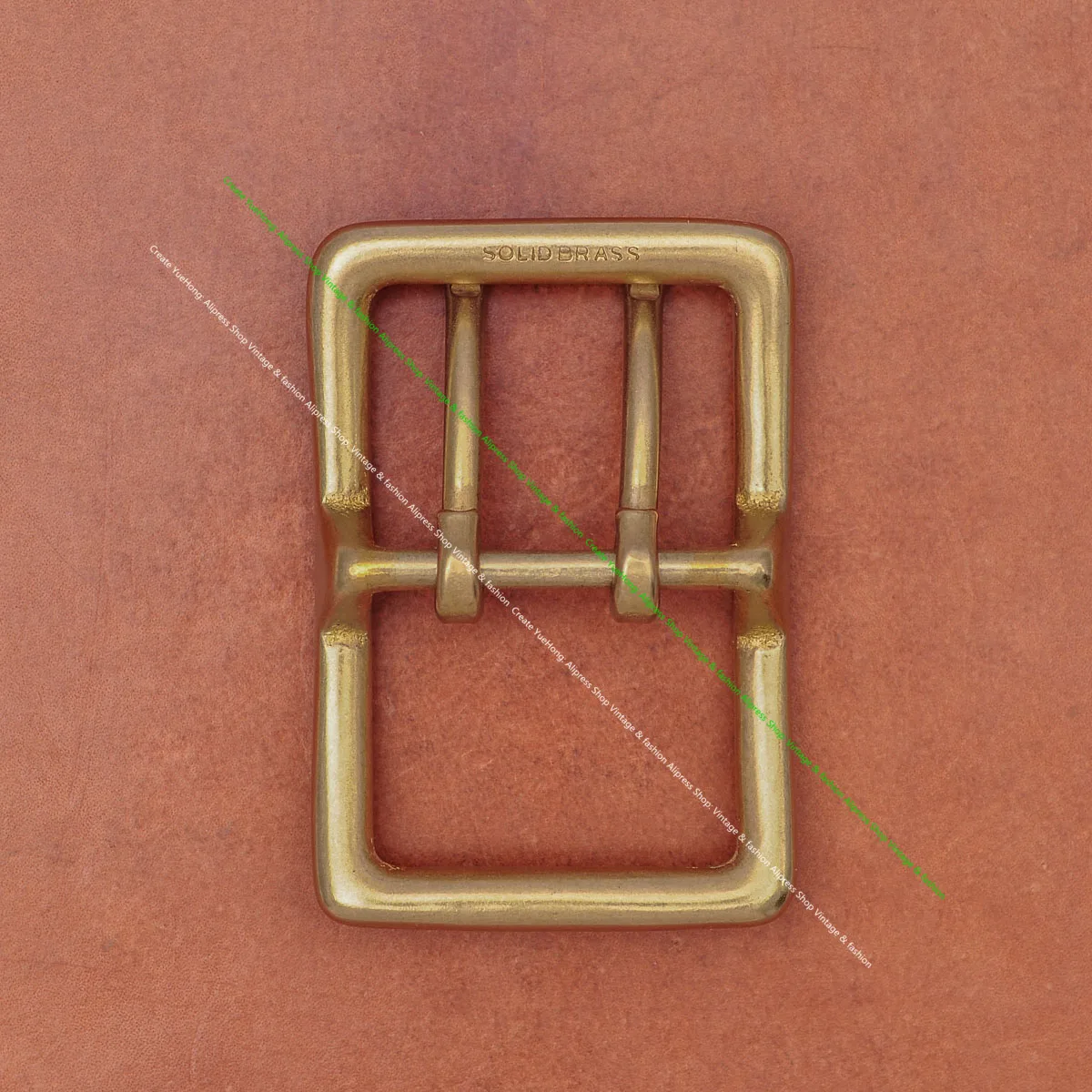 Heavy Natural Solid Brass DIY Leathercraft Center Bar Pin Belt Buckle Fits 40mm 