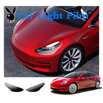

2 PCS Tinted Head and Fog Lamp Overlays Protective Film Covers Kit for 2018 2019 Tesla Model 3, TPU Auto Car head light lamp Mem