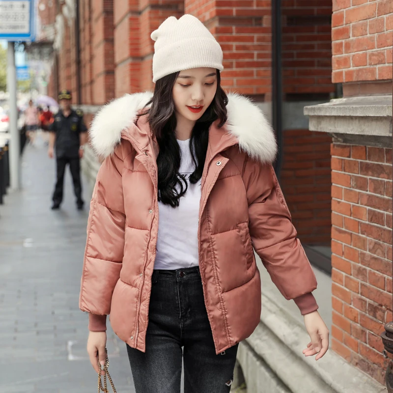 short parka women 2020 winter solid thick jacket plus size hooded with fur collar loose casual coat femme chaqueta mujer | Женская