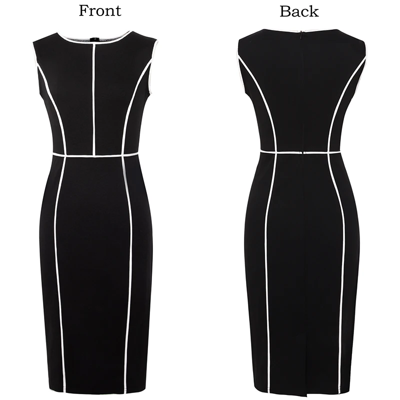 Vfemage Womens Autumn Elegant Colorblock Patchwork Contrast Slim Fit Casual Work Business Office Party Bodycon Pencil Dress 367