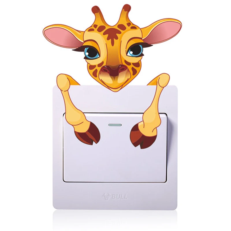 Animals Cat Panda Giraffe Elephant Light Switch Sticker Wall Sticker For Kids Baby Nursery Home Decal Murla Decor