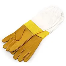 

1 pair Beekeeping gloves Protective Sleeves breathable yellow mesh white sheepskin and cloth for Apiculture beekeeping gloves