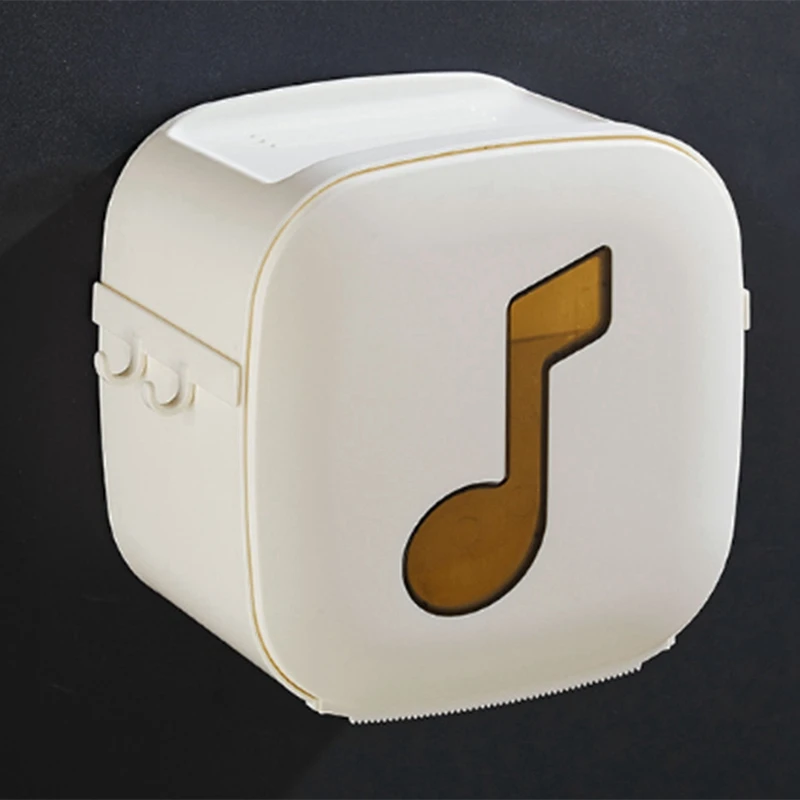 ABUI-Multifunction Bathroom Waterproof Tissue Box Plastic Toilet Paper Holder Wall Mounted Storage Hook Box Double Layer Napkin