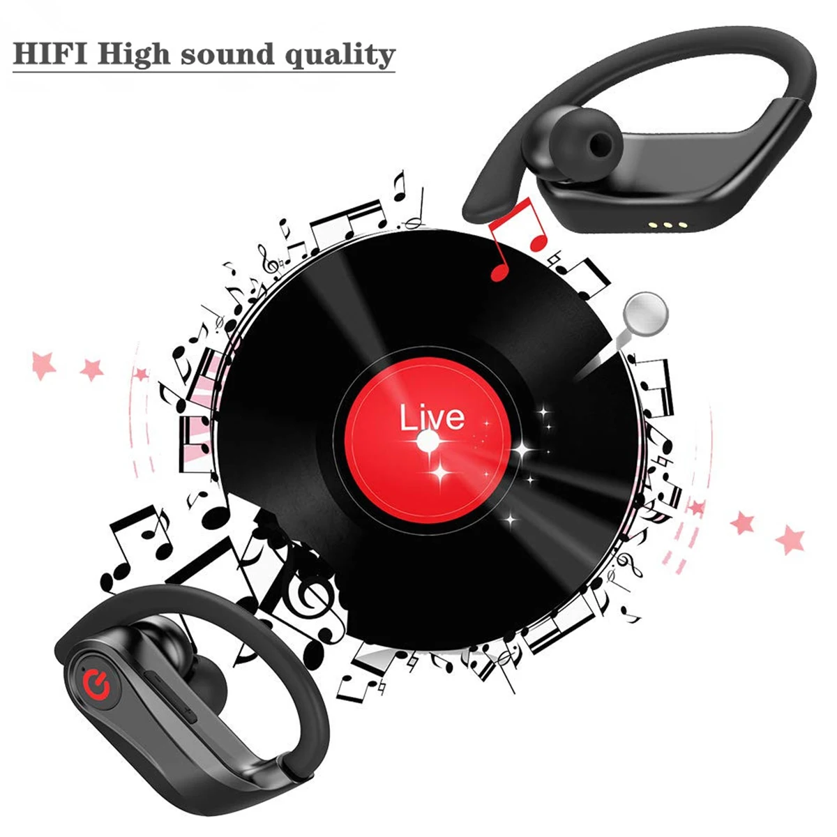 SOONHUA Wireless Earbuds BT 5.0 Stereo Sports Earphone Waterproof Ear-Hook Headset With Charging Box And Charging Cable