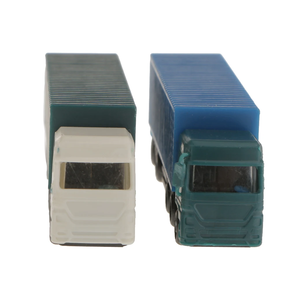 2Pcs Model Container Truck Freight Car Model Figure Layout Toy 1:150 N Scale
