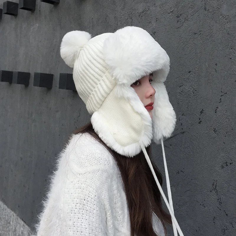 Warm Ear Protector Bomber Fur Hats Tied 