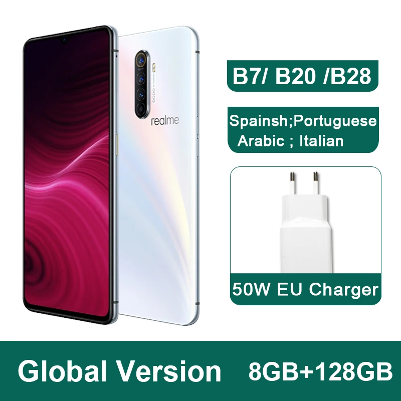 Global 8G 128G White Realme X2 Pro X 2 глобальная версия CN распродажа 6,5 ''мобильный телефон Snapdragon 855 Plus 64MP Quad камера телефон nfc 50W быстрое зарядное устройство - Цвет: Global 8G 128G White