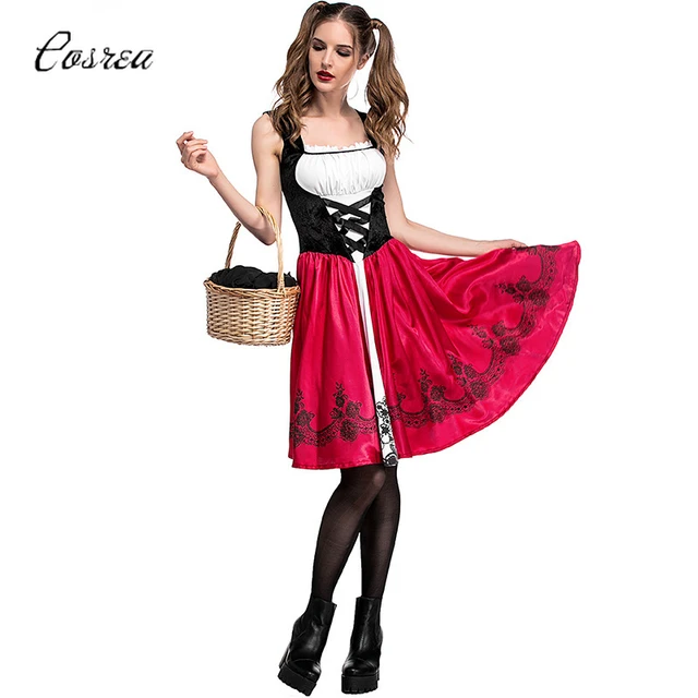 Costume da cappuccetto rosso per donna Fancy Adult Halloween  CosplayCarnival Fairy Tale Plus Size Girl Dress mantello - AliExpress