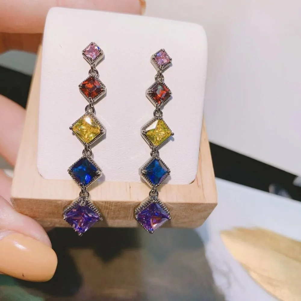 Модные блестящие серьги-капельки из кубического циркония ААА, вечерние серьги-капельки, женские E-769