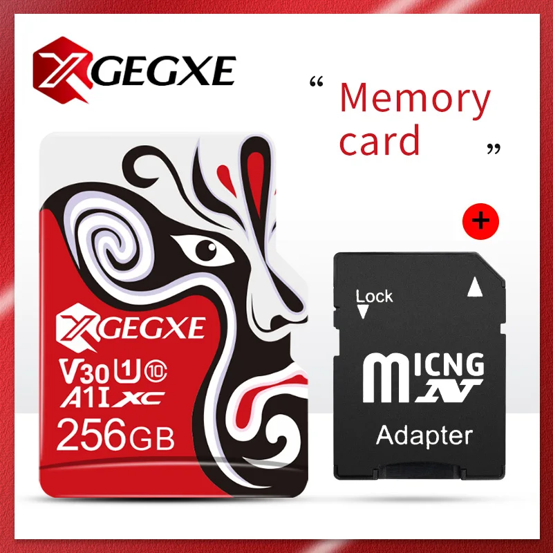256GB with gift XGEGXE карта памяти 16 ГБ 32 ГБ 128 ГБ 256 ГБ Micro SD 64 Гб A1 флэш-карта V30 U1 класс 10 HC TF карта для планшета камеры ноутбука - Емкость: 256GB with gift