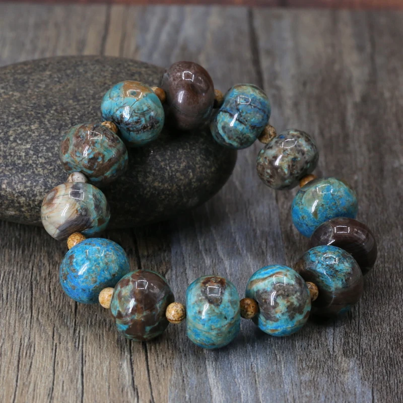 2019 натуральные камни 15*20 мм бусины Ocean jaspers браслет ручной работы blue Boho yoga