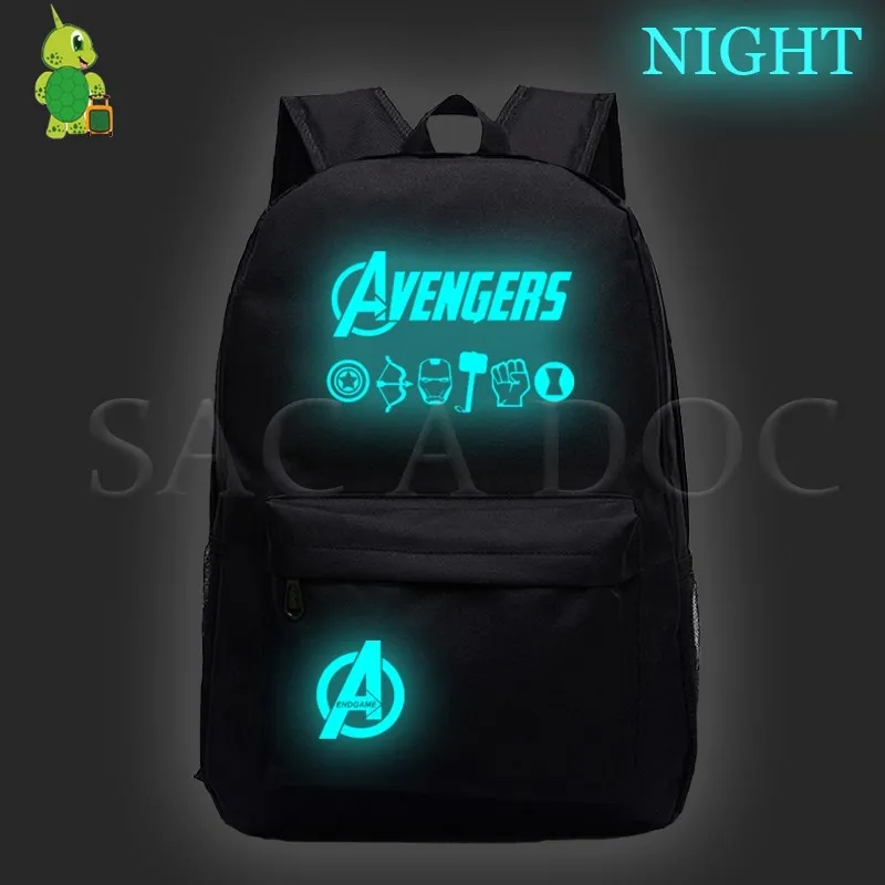 Новинка, рюкзак Mochila, Мстители, женский, мужской, рюкзак, светящийся, для подростков, школьные сумки, Капитан Америка, дорожная сумка для ноутбука