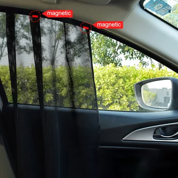 

2 Piece Magnetic Car Curtains Car Window Sun Shade UV Protection Side Window Mesh Sun Visor Summer Protection Window Film