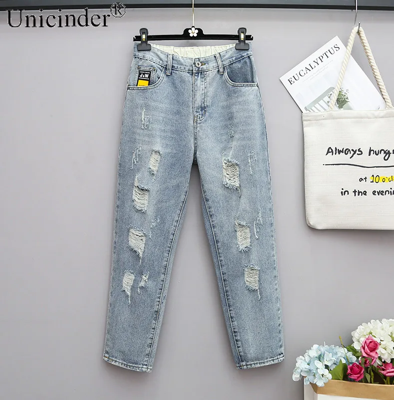 

Unicinder 2021 New Jeans Plus Size Women's Loose Harem Pants Radish Pants Full Length Elastic Waist 5xl Plus Size for Women#9115