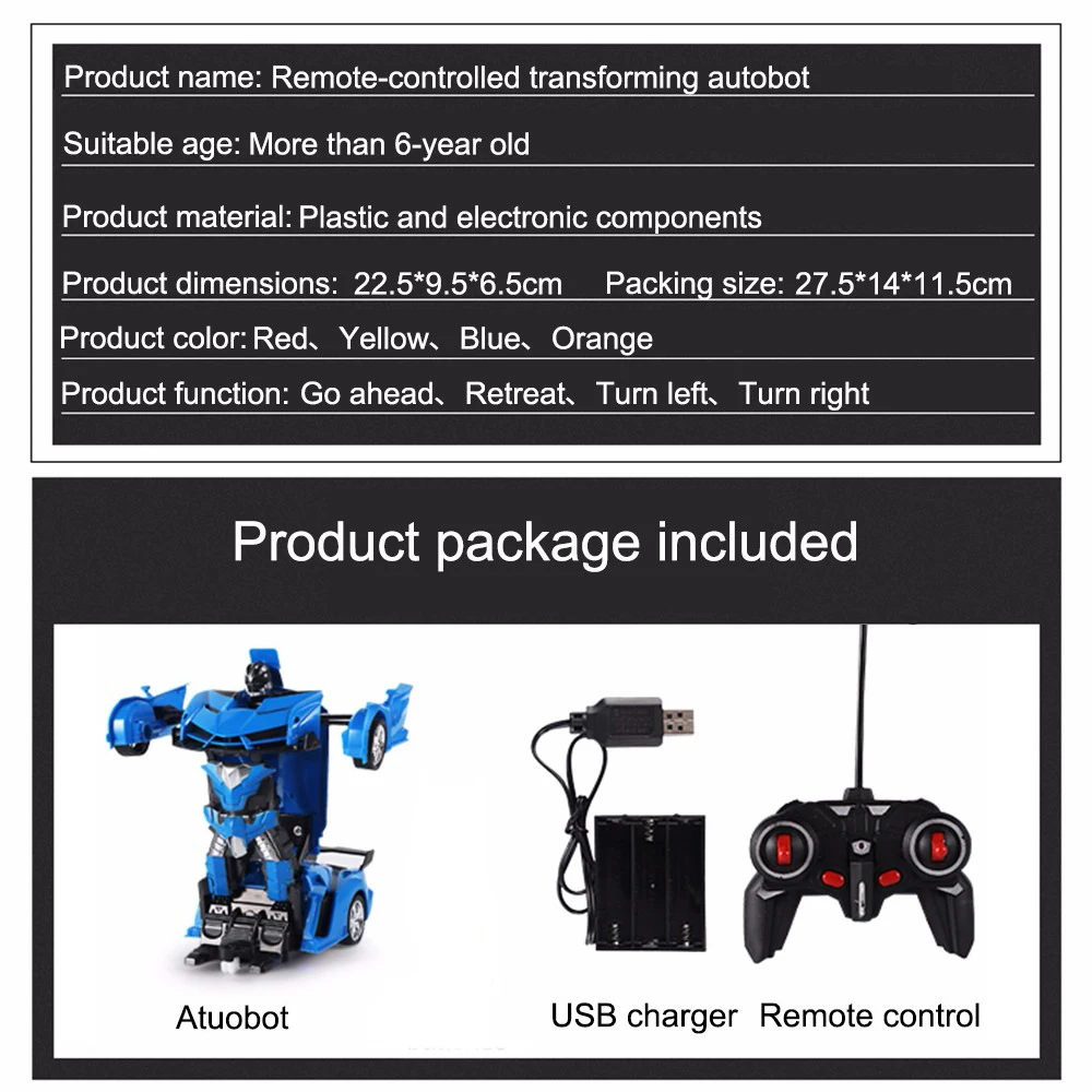 2 in 1 RC Car Deformation Robot Driving Sports Vehicle Model 118 Remote Control Car Toys Gifts For Boys (2)