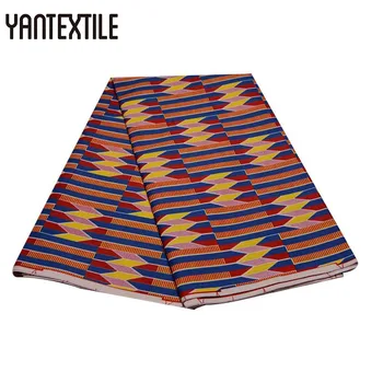 

YANTEXTILE New 6 Yards Ghana Kente Fabric African Real Wax Prints Polyester Kente Cloth African Ankara Fabric Veritable Real Wax