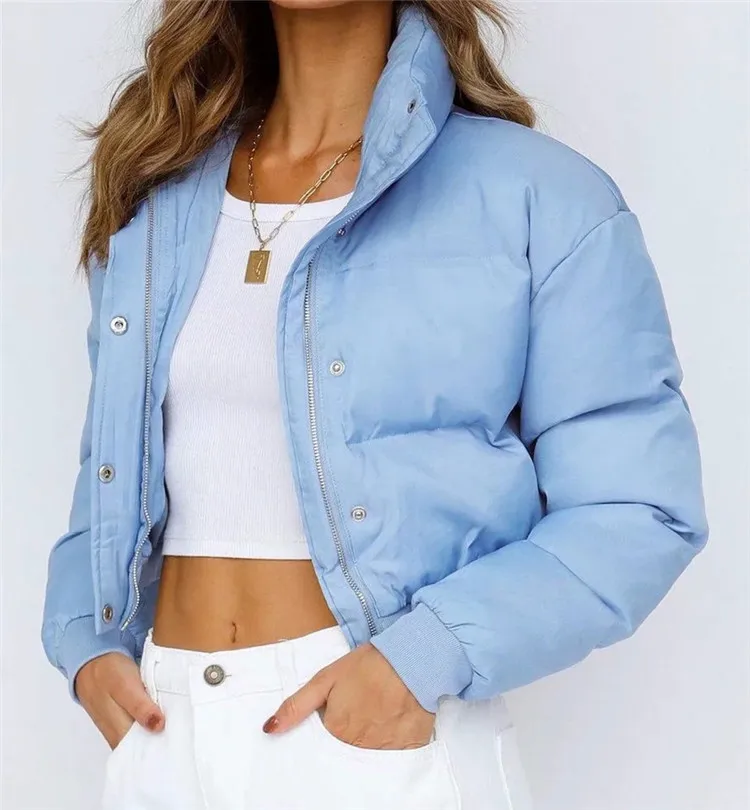 

Zipper Solid Short Coats Office Turtleneck Women Casual Loose Long Sleeve Parka Female Top Coats Jackets Autumn Winter Fashion