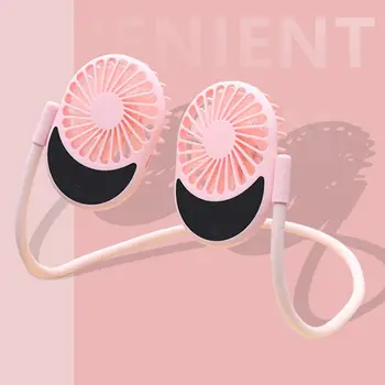 

Mini USB Portable Fan Neck Fan Neckband Air Cooler Conditioner With 7 Colors LED Light handheld for office