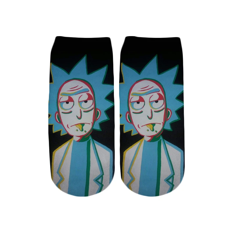 PLstar Cosmos/Новинка года; милые короткие носки с 3D принтом с героями мультфильмов Rick and Morty для мужчин и женщин; корейские носки в стиле Харадзюку; WZ777 - Цвет: color as the picture