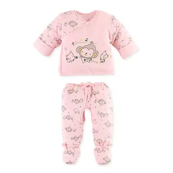 

3pcs Baby Clothing Sets Comfortable Suit Warm Cotton Padded Jacket Coat Pants Trousers Thickening Clothes For 0-3M Newborn Baby