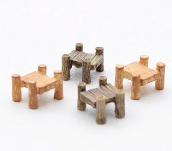 Fairy miniatury ogrodowe dekoracje DIY rzemiosło szary żółty drewniany most miniaturowe figurki wróżek żywica Bonsai mikro element dekoracji krajobrazu tanie i dobre opinie YOWEI CN (pochodzenie) TREE Duszpasterska Z żywicy