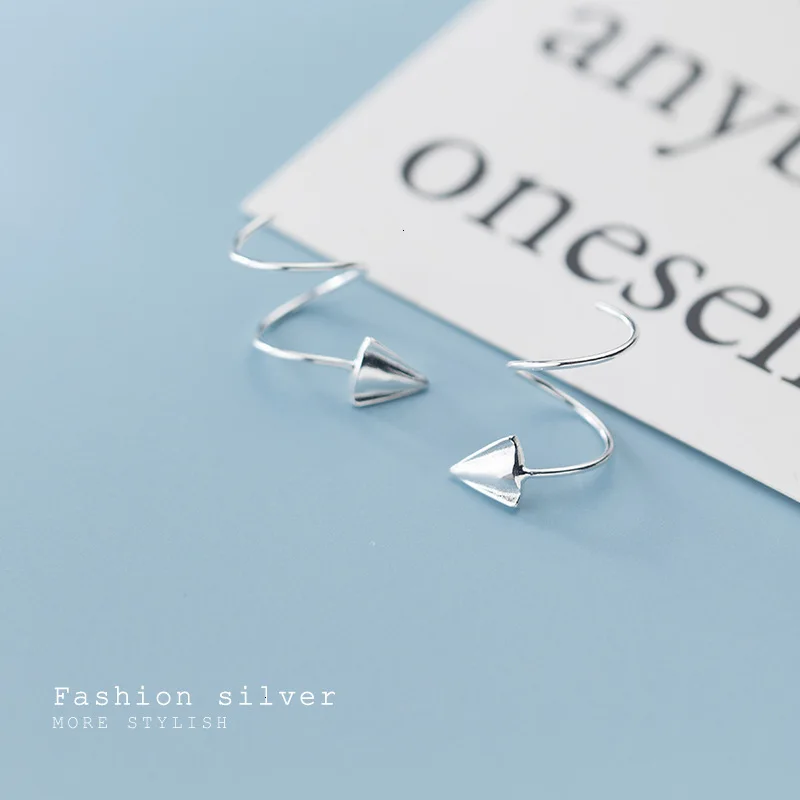 

100% 925 Sterling Silver Women's Small Triangle Ear Bones Ear Buckle Ring Tightly Packed Mini Double Ring Earrings