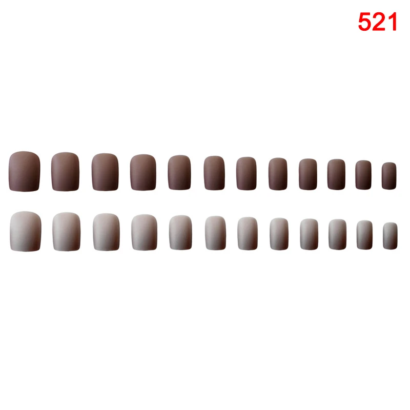 High Quality Fashion 24pcs Detachable Wearable Matte False Nails Full Cover Short Style Candy Color Fake Nail LVS88 - Цвет: 521
