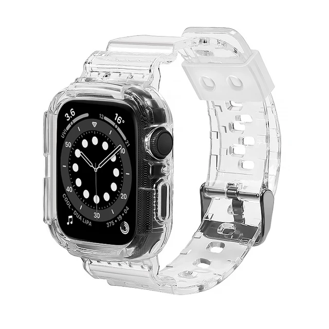 Case+Strap For Apple Watch Band 40mm 44mm 42mm 38mm Accessories Soft Transparent Bracelet iWatch for iWatch Series 6 5 4 3 2 1 Transparent